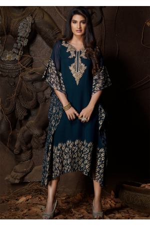 Blue Color Designer Georgette Kurti